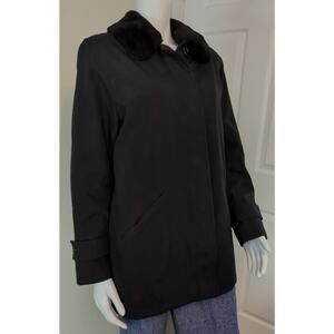 LARRY LEVINE SPORT Black Jacket with removable faux fur collar women's size M